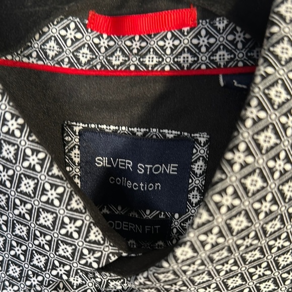 Men's Classic Patterned Button-Down Shirt - Black and Gray - Picture 2 of 8